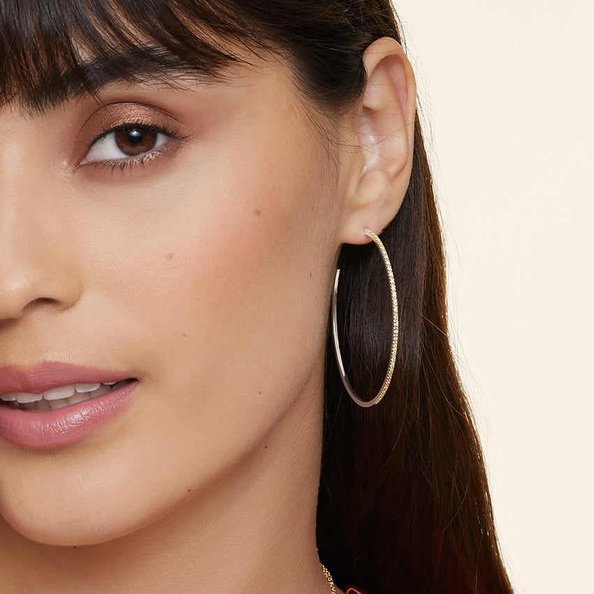 14K White Gold Diamond Hoop Earrings (  0.30 CTW -  G/H -SI)