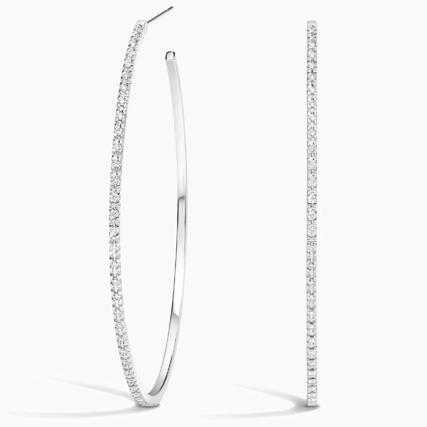 14K White Gold Diamond Hoop Earrings (  0.30 CTW -  G/H -SI)