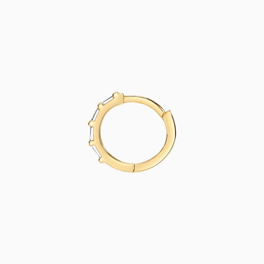 Baguette Diamond Hoop Earring Set shape : round\ baguette color : DEF clarity : VVS/VS  (2/5 total carat weight)