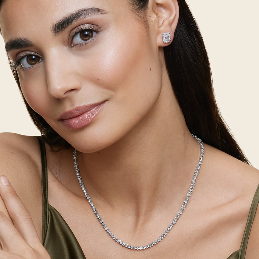 Emerald Cut Lab Grown Diamond Halo Stud Earrings (  1.50CTW - DEF -  VVS-VS )