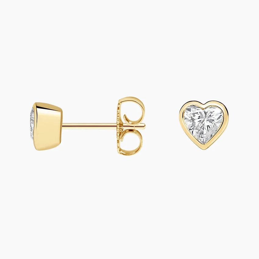 14K Yellow Gold Heart Shaped Lab Diamond Bezel Stud Earrings (7/8 ct. tw.) shape : heart color : F\G clarity : SI1