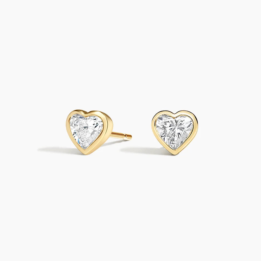 14K Yellow Gold Heart Shaped Lab Diamond Bezel Stud Earrings (7/8 ct. tw.) shape : heart color : F\G clarity : SI1