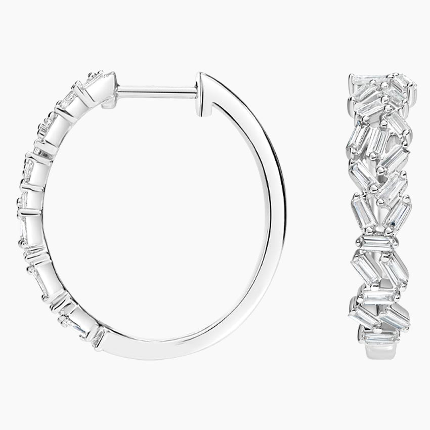 Luxe Baguette Diamond Cluster Hoop Earrings (2 ct.) shape :baguette color : DEF clarity : VVS/VS