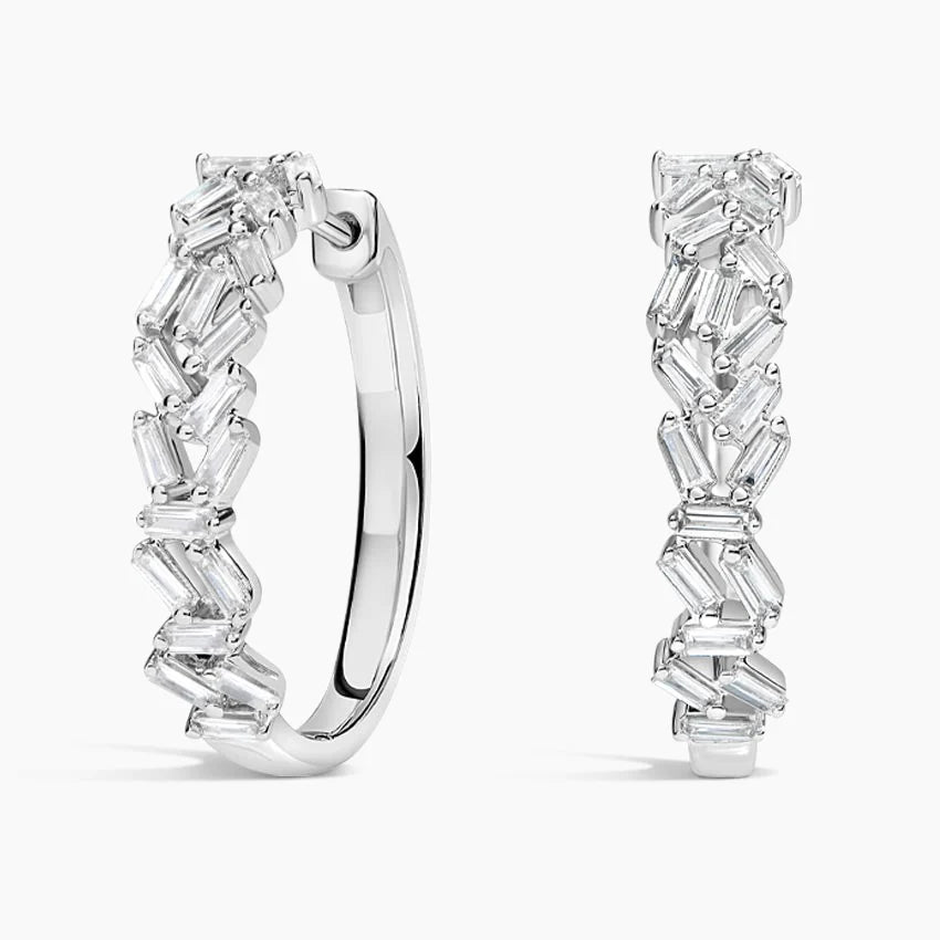 Luxe Baguette Diamond Cluster Hoop Earrings (2 ct.) shape :baguette color : DEF clarity : VVS/VS