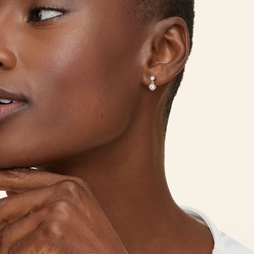 18K White Gold Circa Lab Diamond Drop Earrings (  0.98 -  F/G -  VS)