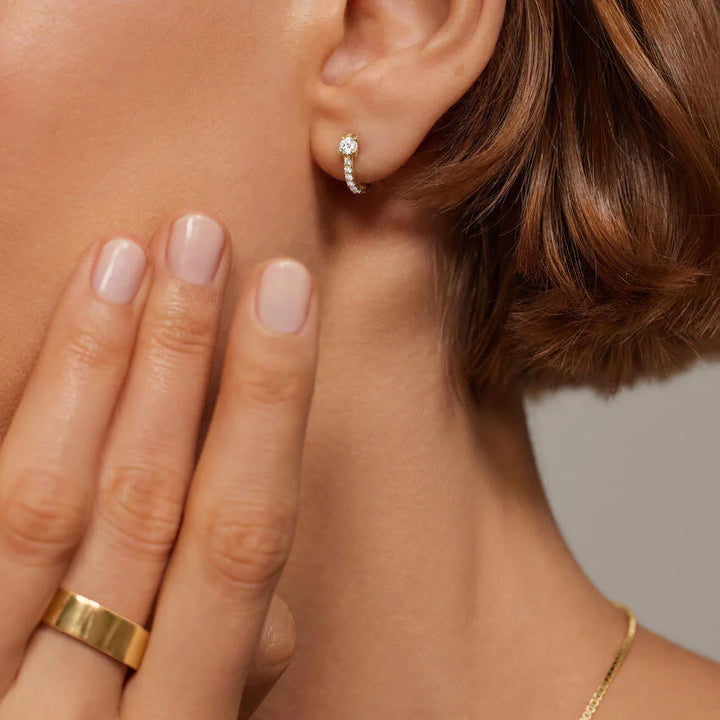14K Yellow Gold Taylor Lab Diamond Huggie Earrings ( 0.30 - F/G -VS )
