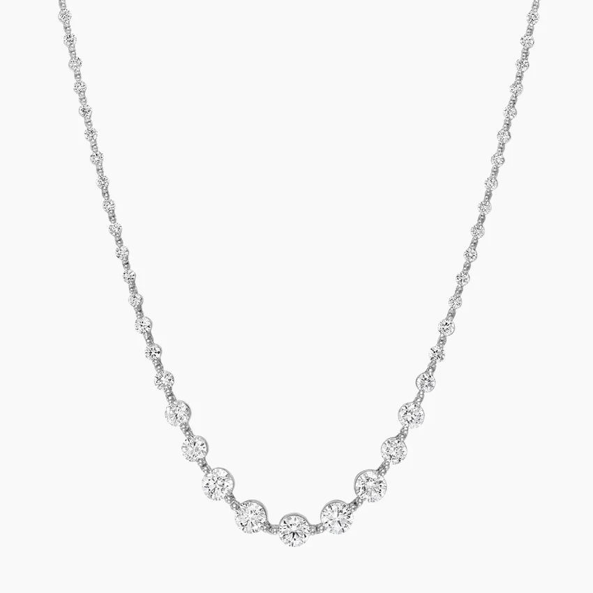18K White Gold Marseille Lab Diamond riviere Necklace (6 1/8 ct. tw.) shape :round color : F\G clarity : SI1