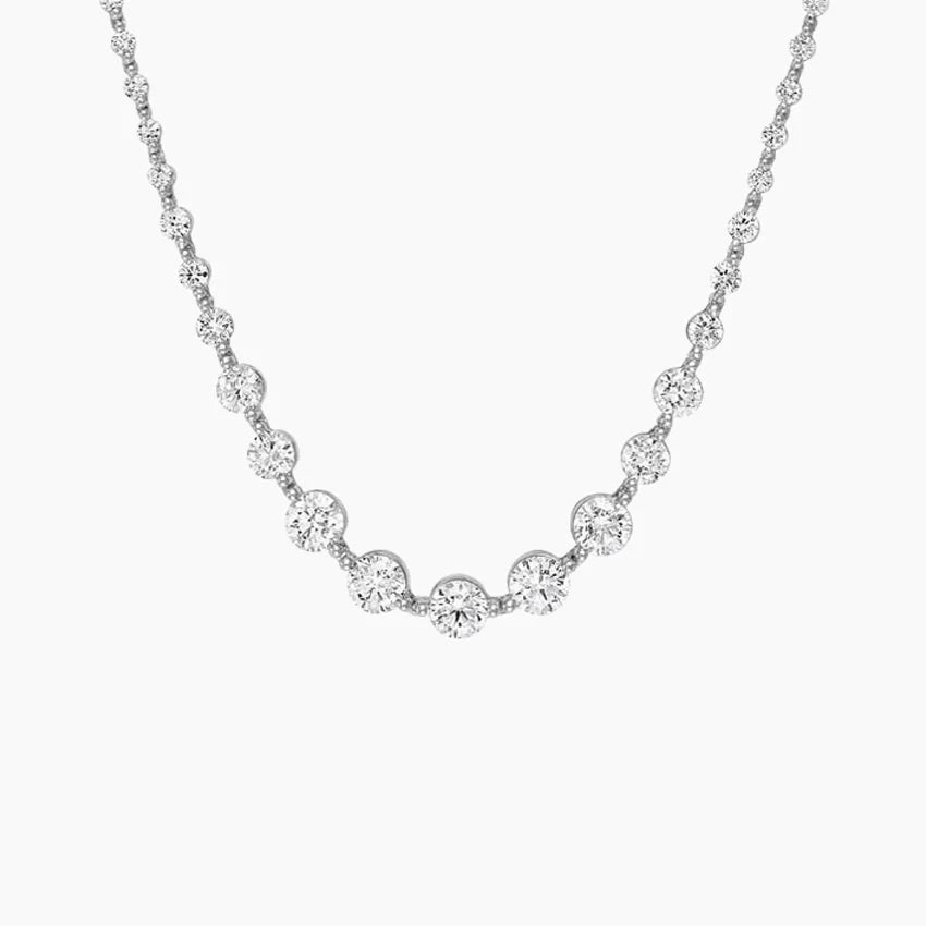 18K White Gold Marseille Lab Diamond riviere Necklace (6 1/8 ct. tw.) shape :round color : F\G clarity : SI1