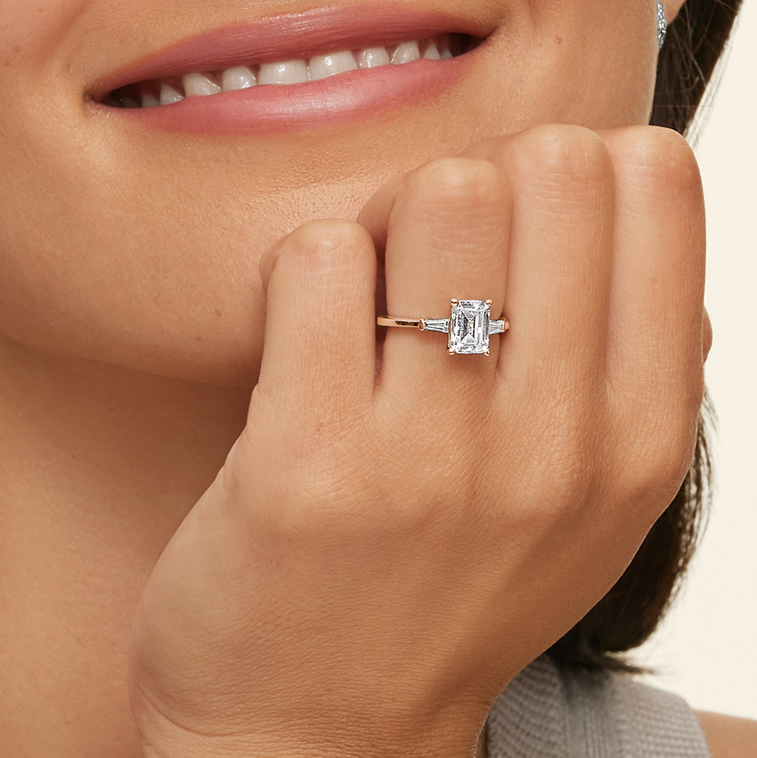 Tapered Baguette Three Stone Diamond Engagement Ring