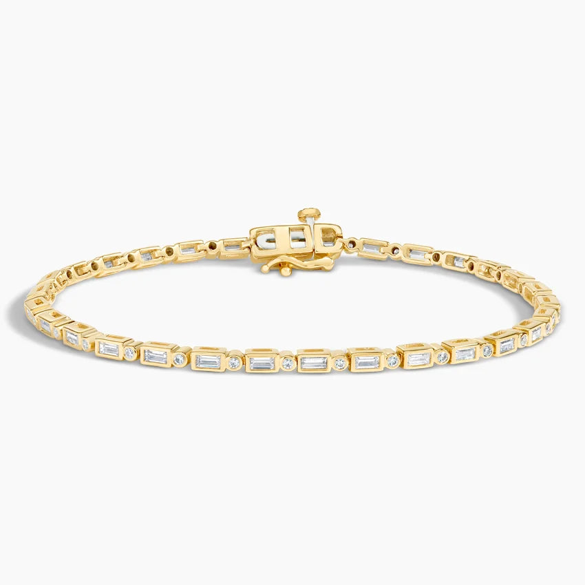 Baguette and Round Diamond Tennis Bracelet shape :round \baguette color : G \H  clarity : SI