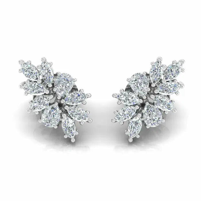 1.85 Carat Diamond 14 Karat Gold Cluster Stud Earrings