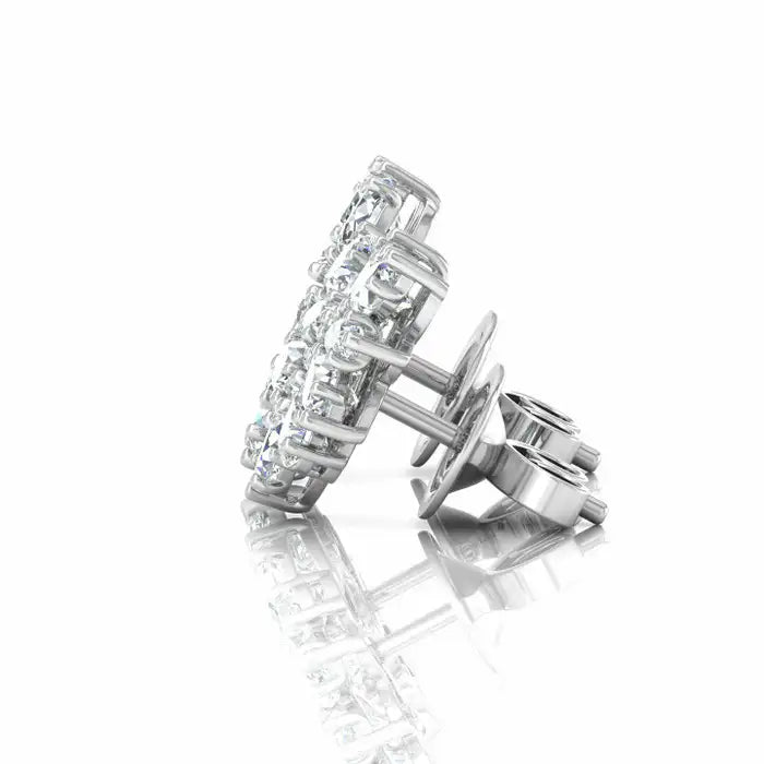 1.85 Carat Diamond 14 Karat Gold Cluster Stud Earrings