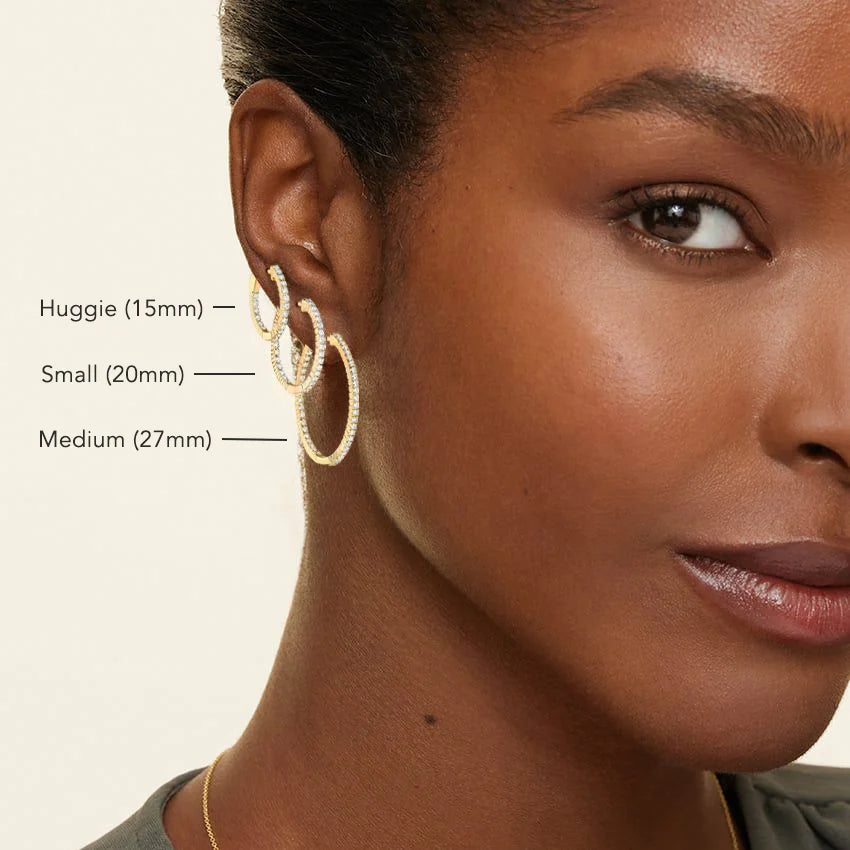 Lab Diamond Small Hoop Earrings (3/4 total carat weight) shape : round color :DEF clarity :VSS/VS