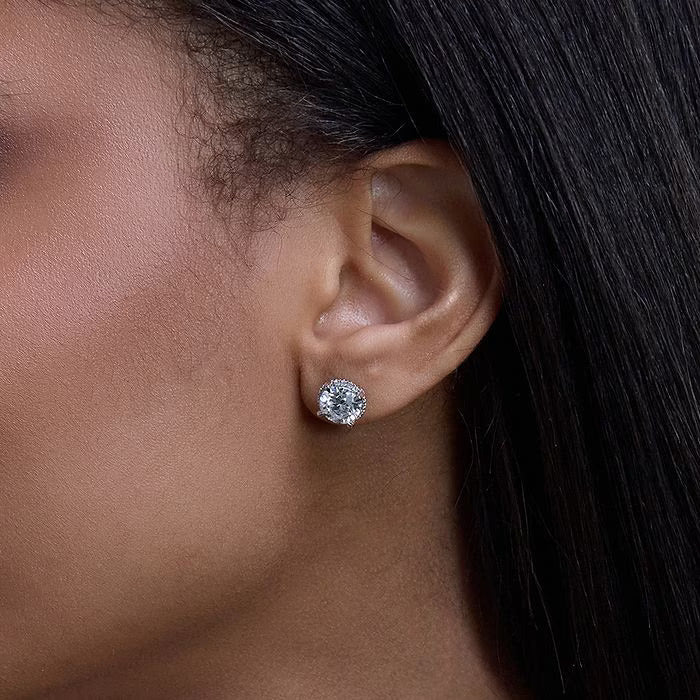 2 3/8 ctw Round Lab Grown Diamond Shadow Halo Stud Earrings