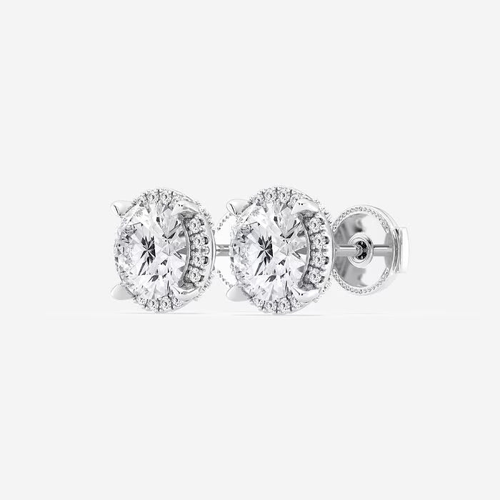 2 3/8 ctw Round Lab Grown Diamond Shadow Halo Stud Earrings