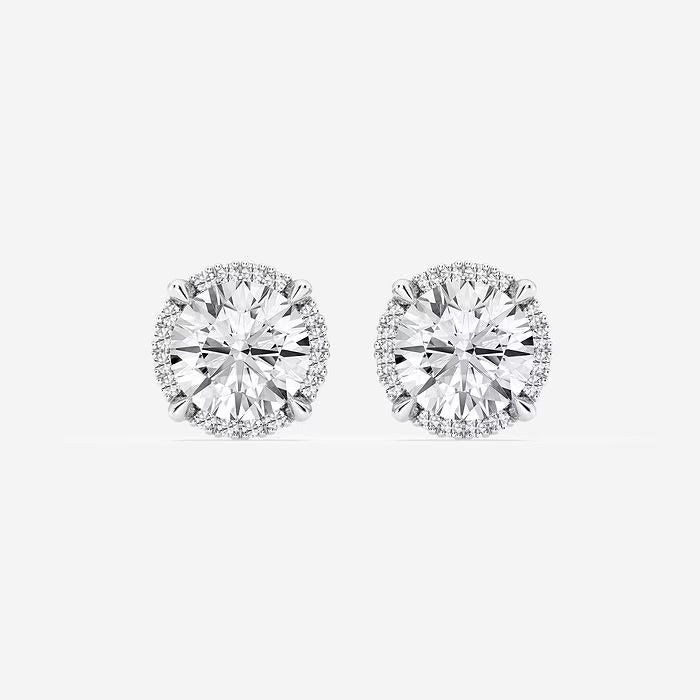 2 3/8 ctw Round Lab Grown Diamond Shadow Halo Stud Earrings
