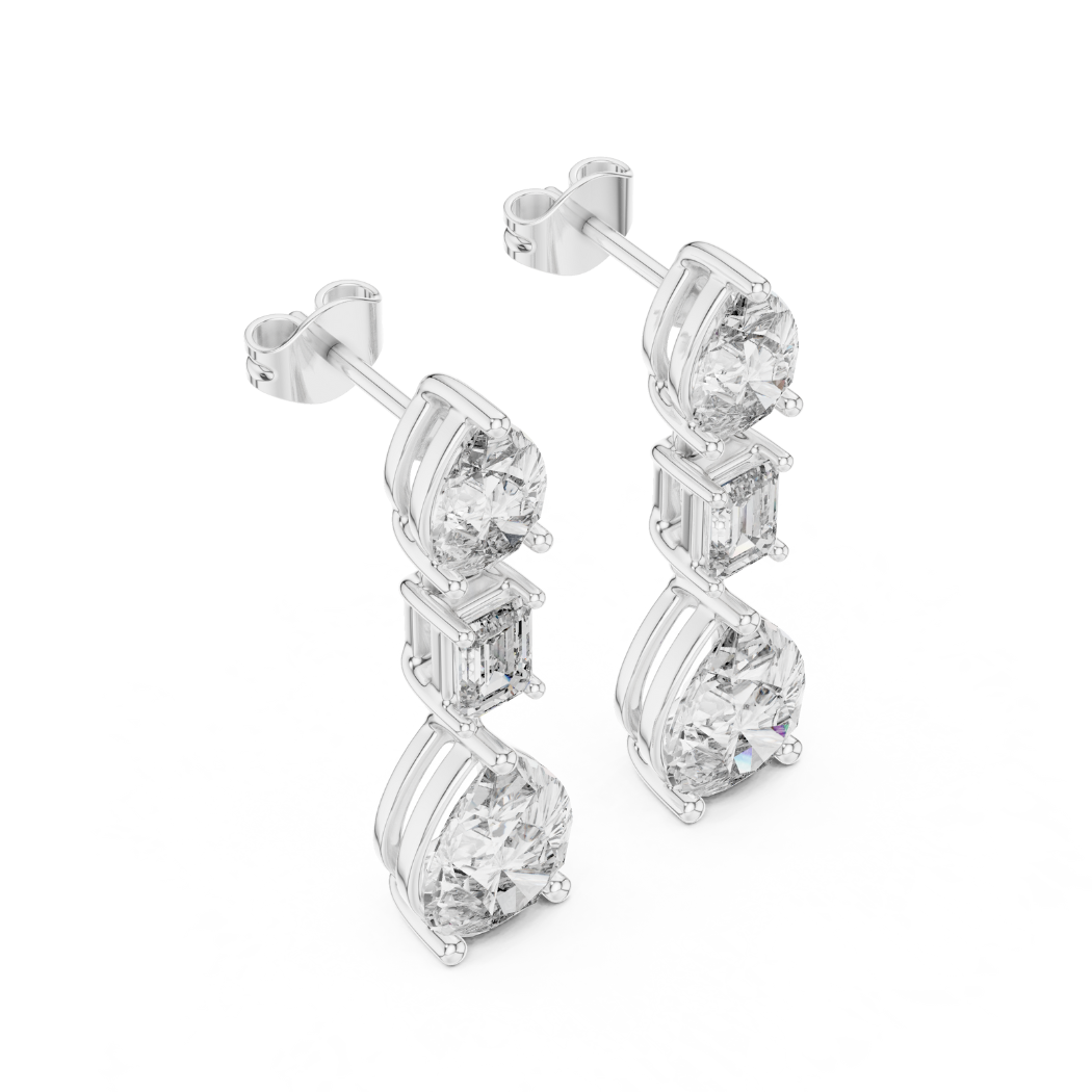 Elegant 3-Stone Drop Earrings