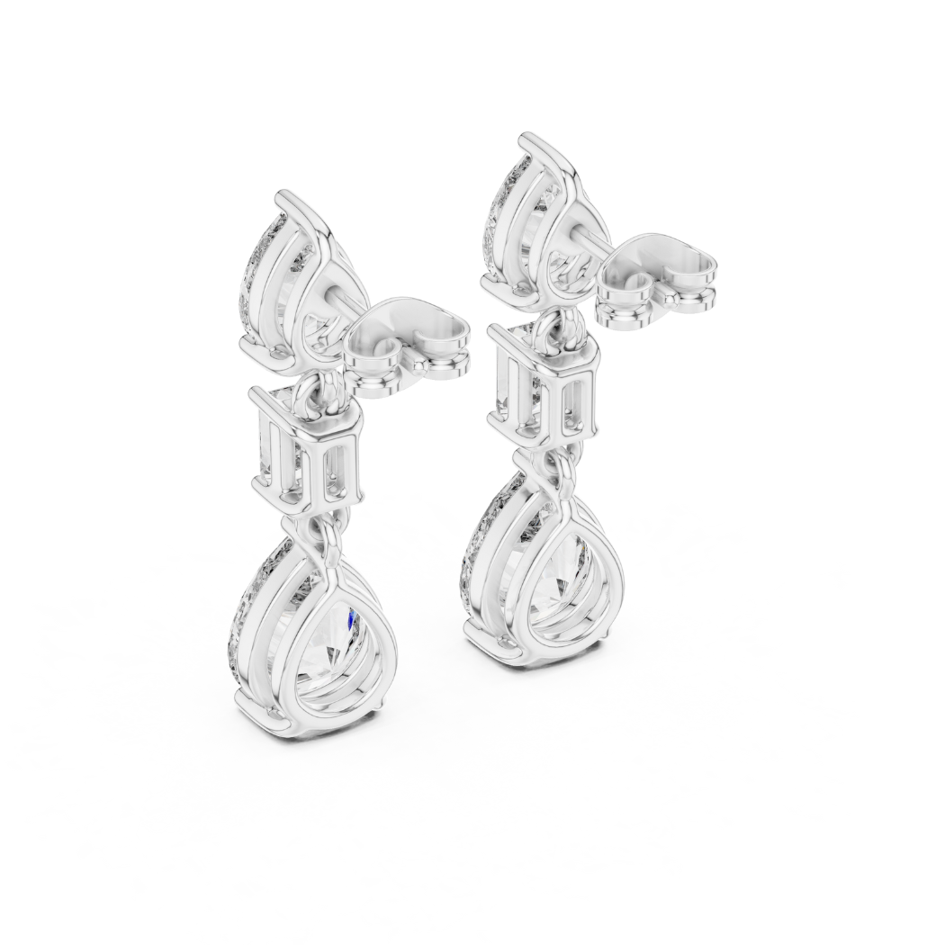 Elegant 3-Stone Drop Earrings