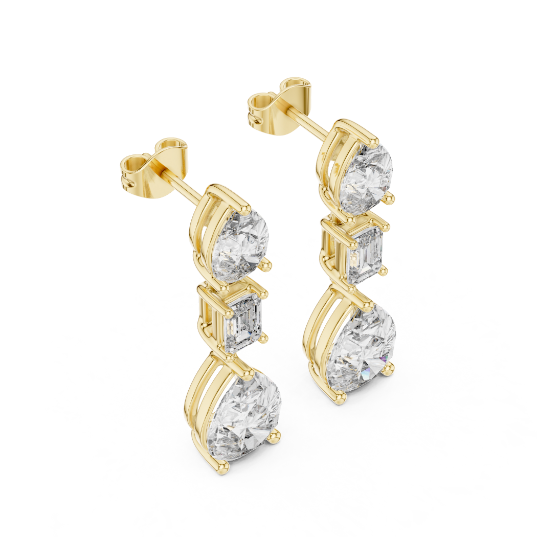 Elegant 3-Stone Drop Earrings