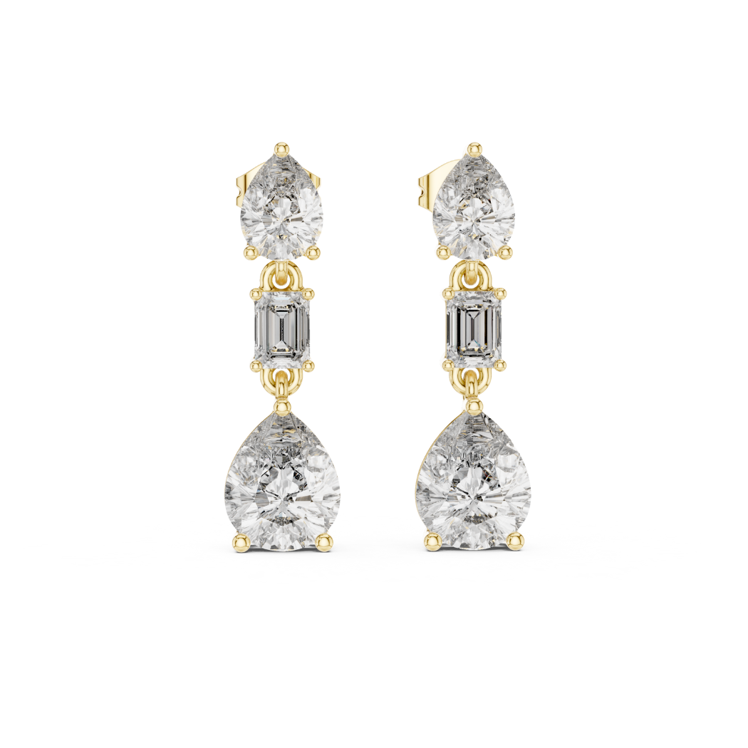 Elegant 3-Stone Drop Earrings