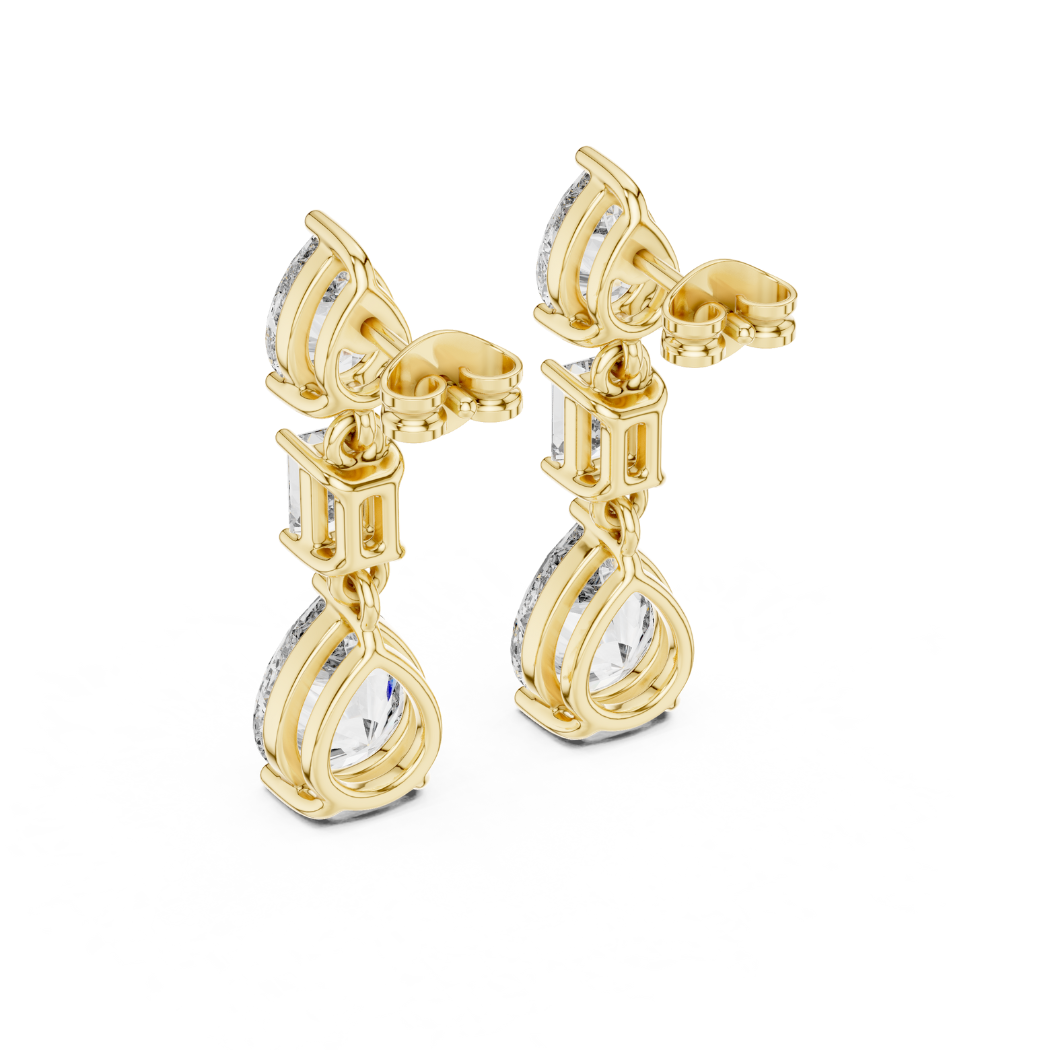 Elegant 3-Stone Drop Earrings
