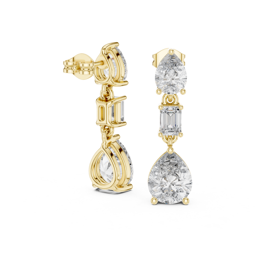 Elegant 3-Stone Drop Earrings