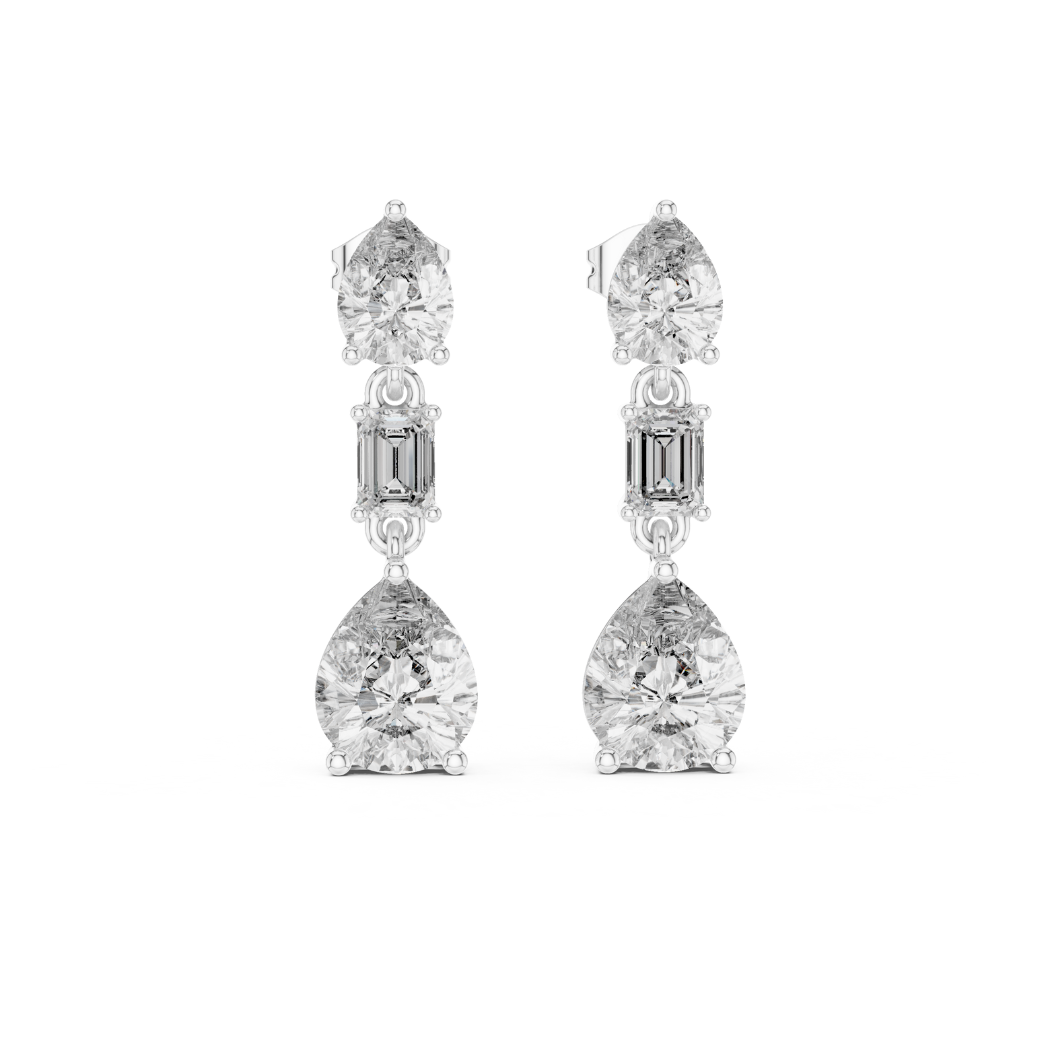 Elegant 3-Stone Drop Earrings