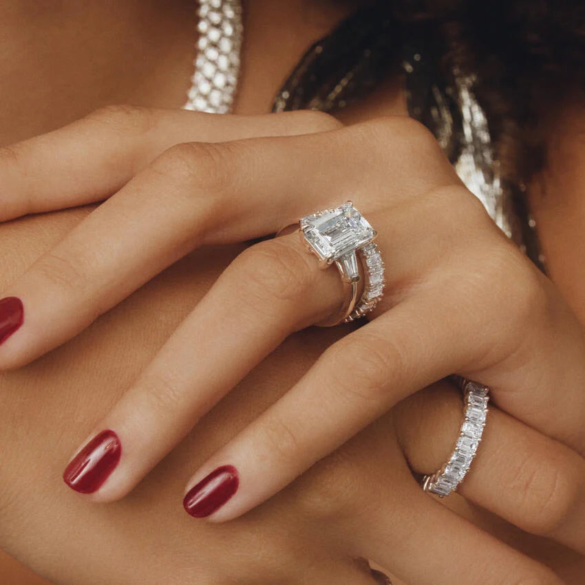 Three Stone Lab Diamond Engagement Ring