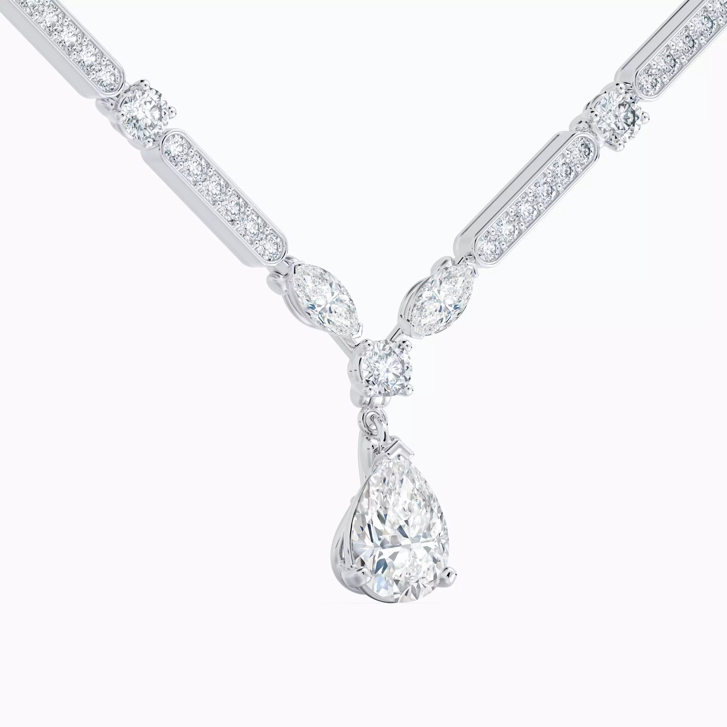 18k with gold Snow Dance Short Necklace in White Gold