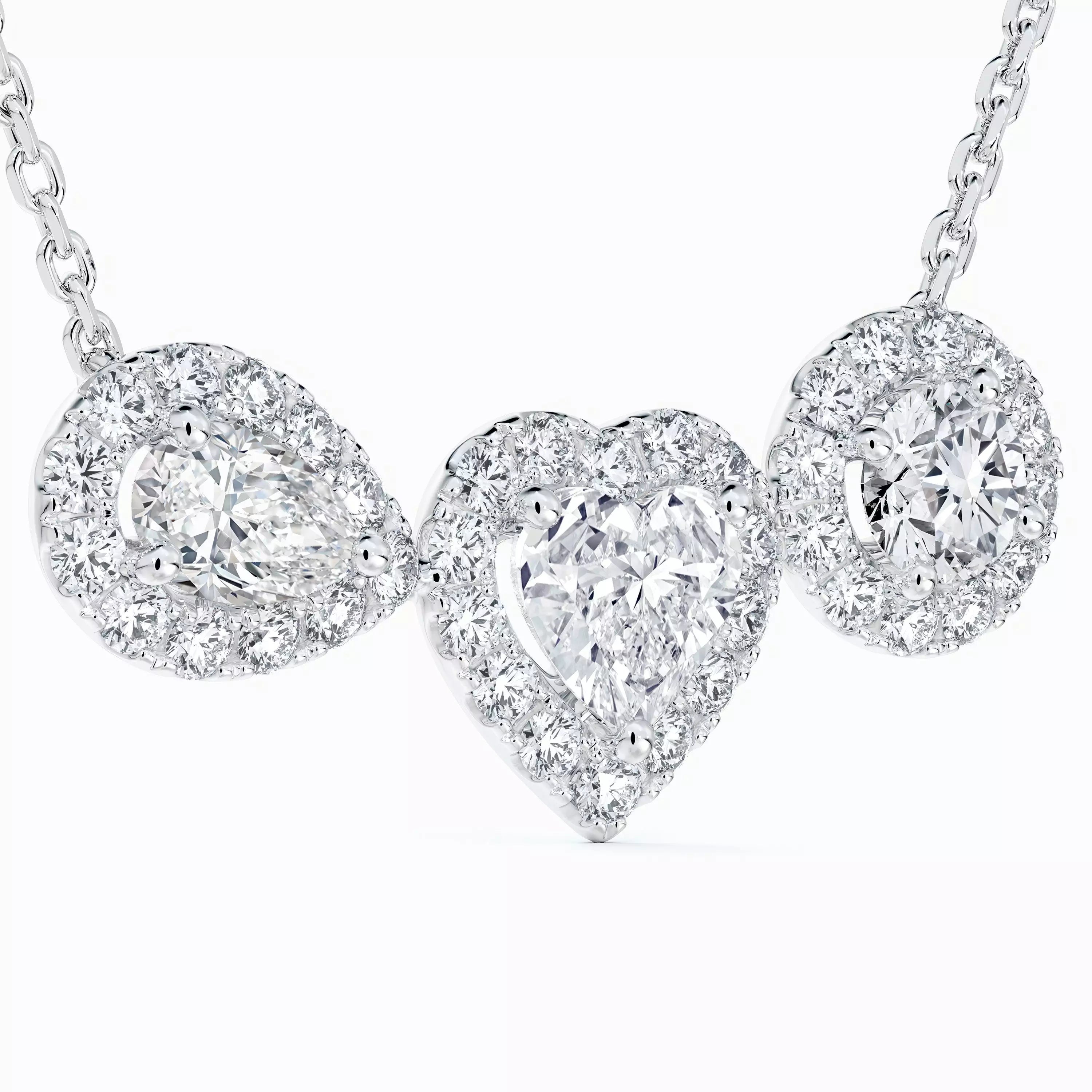 18K white gold Aura Trilogy Pendant color : G+ clarity : VS+