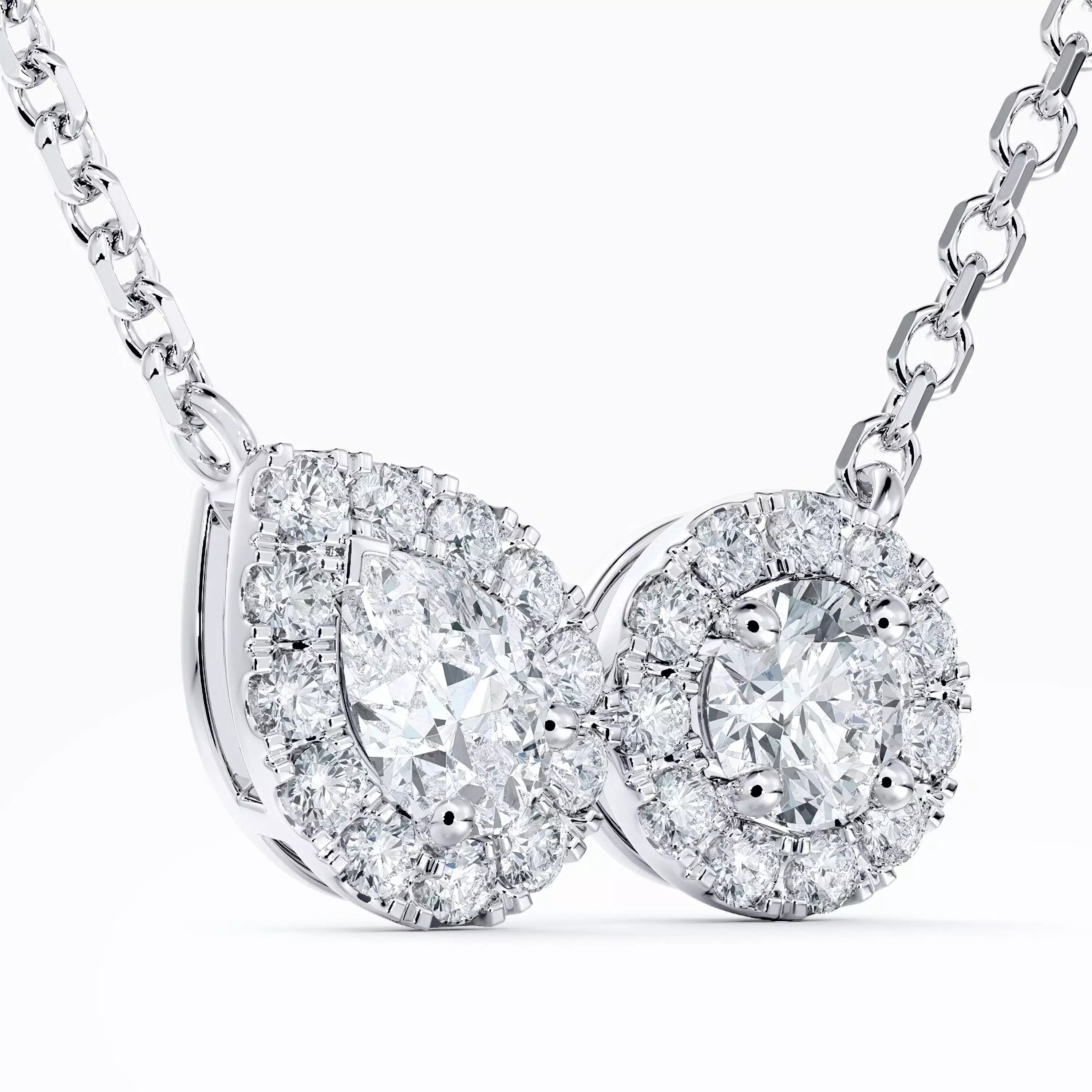 18ct White Gold Aura Toi & Moi Pendant (0.34ct - G+ - VS +)