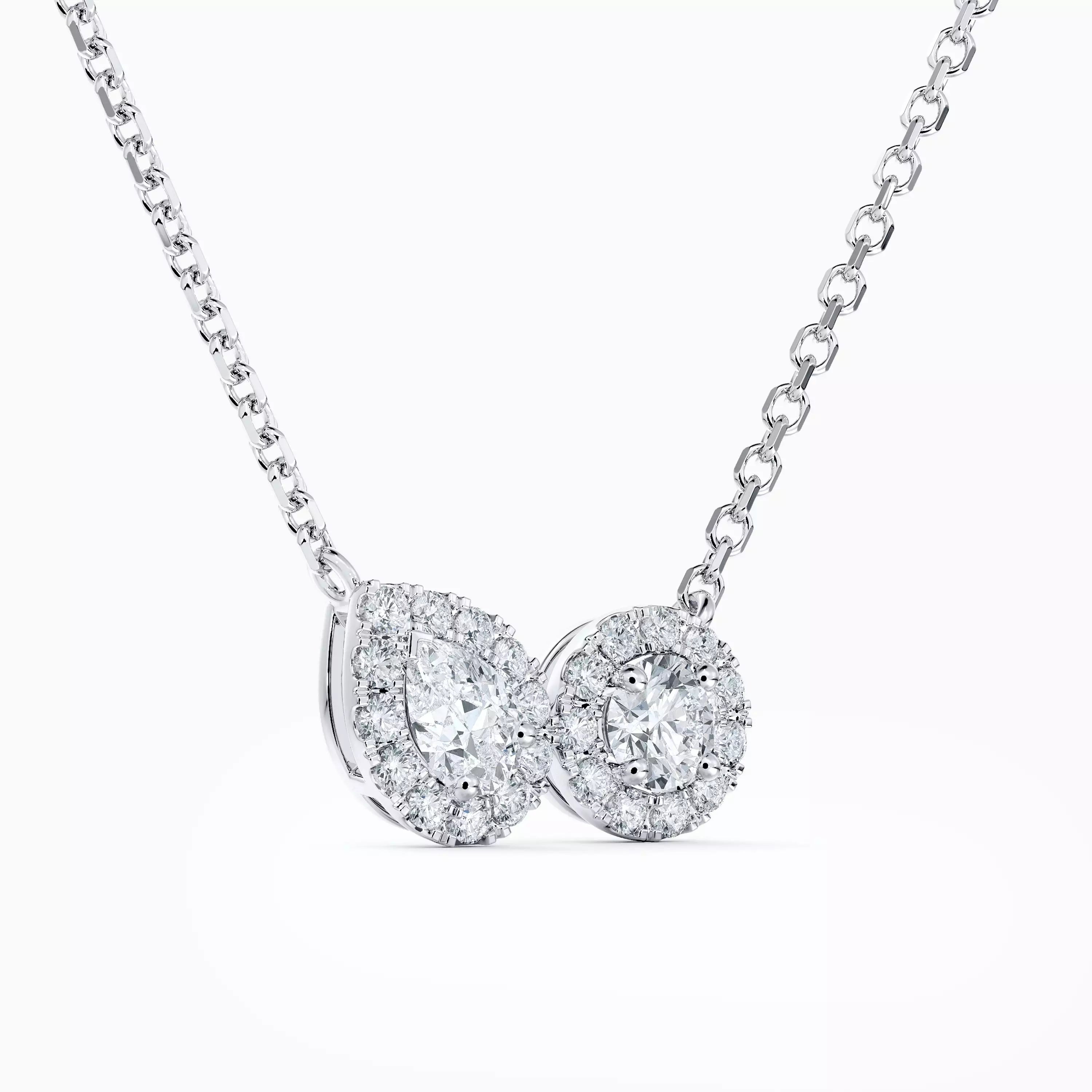 18ct White Gold Aura Toi & Moi Pendant (0.34ct - G+ - VS +)