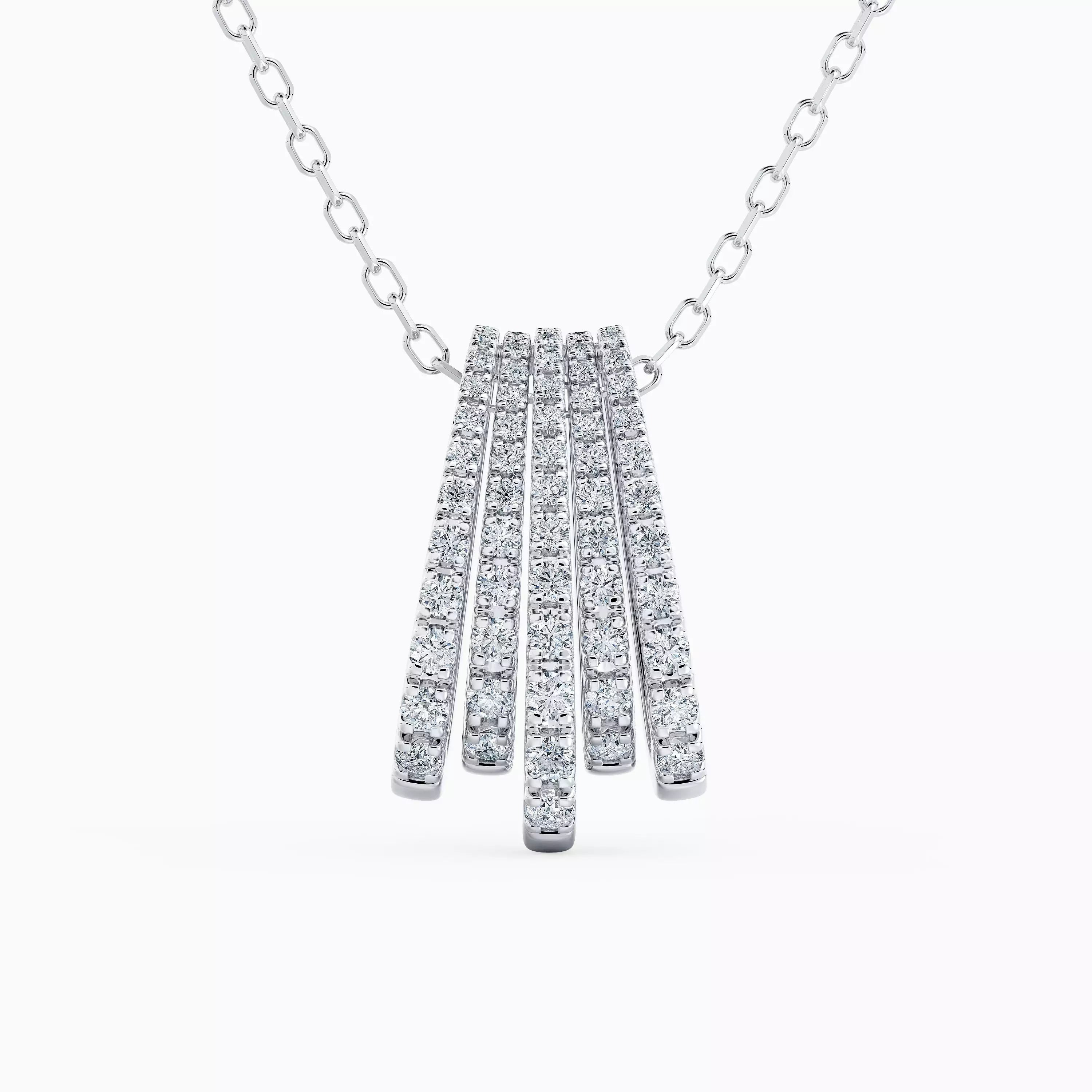 18ct White Gold Five Lines Pendant in White Gold with Diamonds (  0.73 -  G+ - VS+)