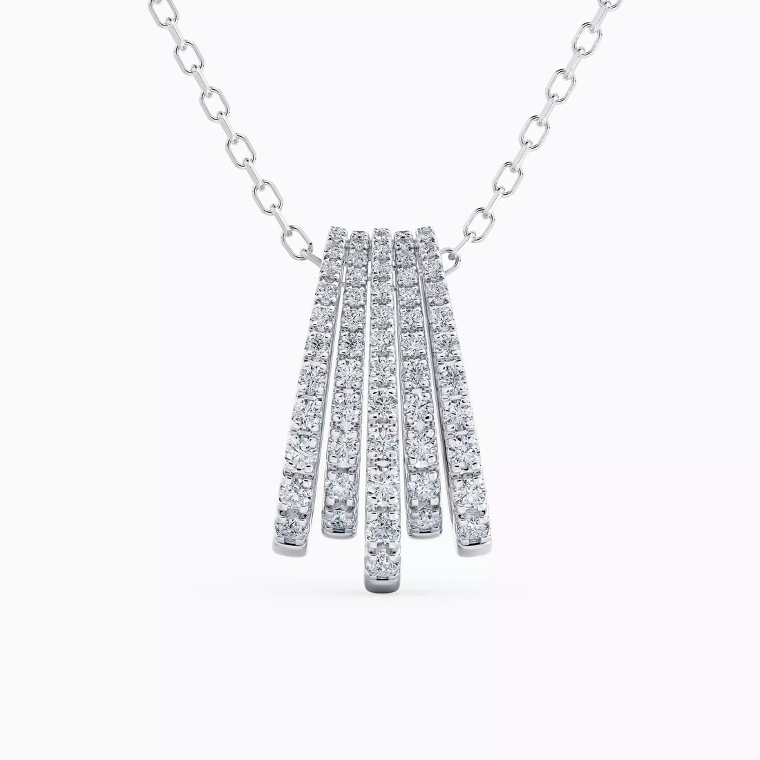 18ct White Gold Five Lines Pendant in White Gold with Diamonds (  0.73 -  G+ - VS+)