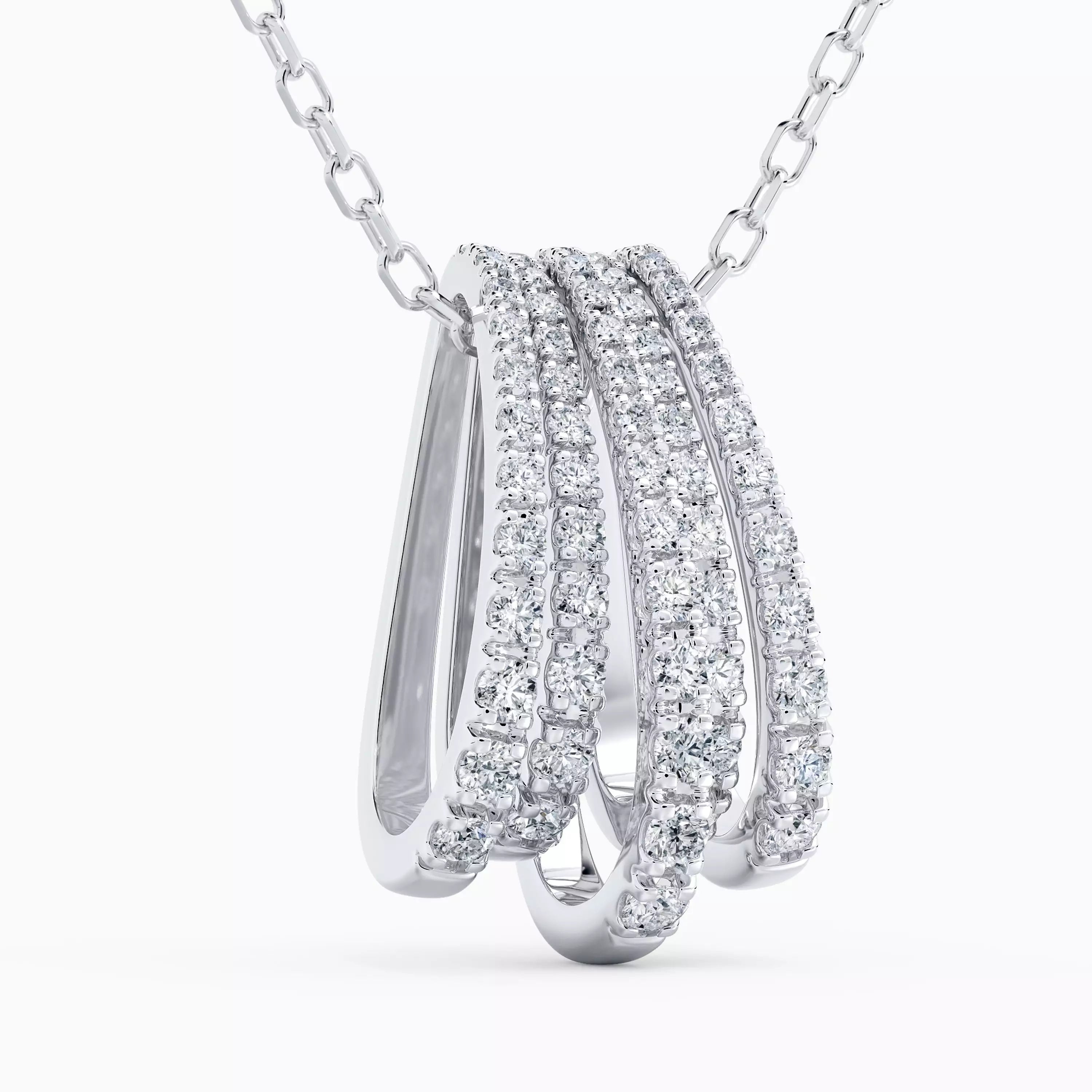 18ct White Gold Five Lines Pendant in White Gold with Diamonds (  0.73 -  G+ - VS+)