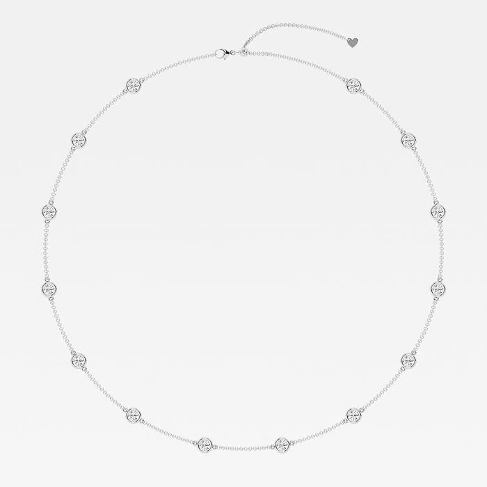 3 ctw Round Lab Grown Diamond Station Fashion Necklace