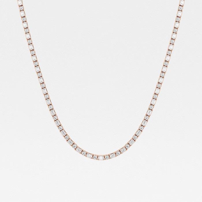 13 1/3 ctw Emerald Lab Grown Diamond Alternating Tennis Necklace