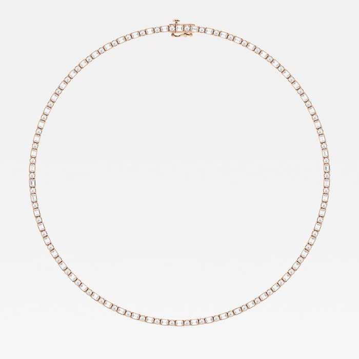 13 1/3 ctw Emerald Lab Grown Diamond Alternating Tennis Necklace