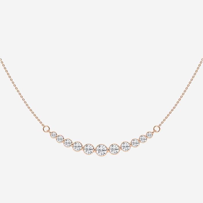 1 ctw Round Lab Grown Diamond Curved Center Fashion Necklace