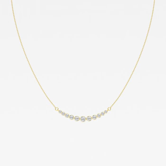 1 ctw Round Lab Grown Diamond Curved Center Fashion Necklace