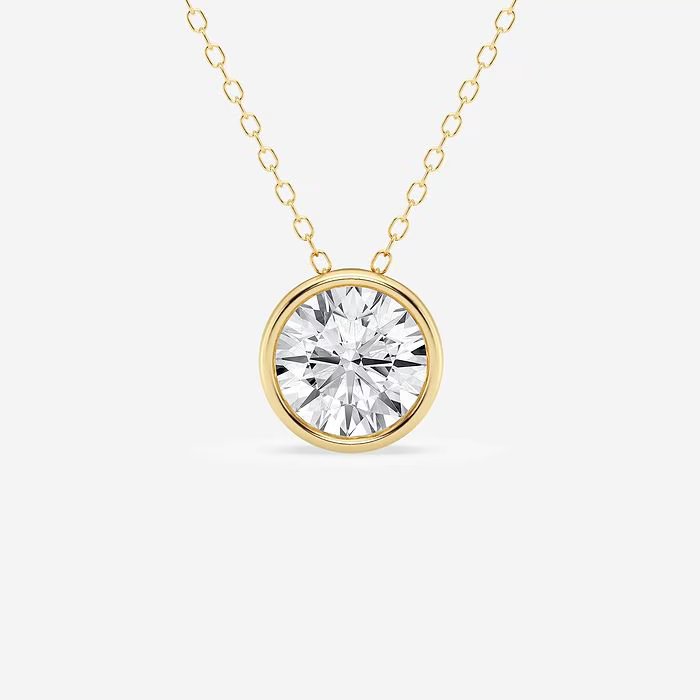 2 ctw Round Lab Grown Diamond Bezel Set Solitaire Pendant with Adjustable Chain