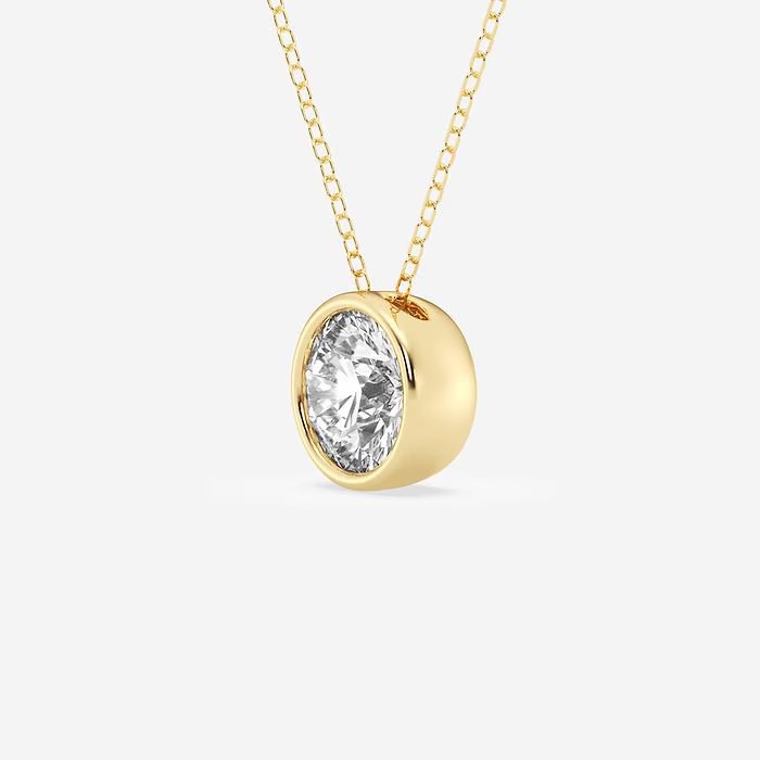 2 ctw Round Lab Grown Diamond Bezel Set Solitaire Pendant with Adjustable Chain