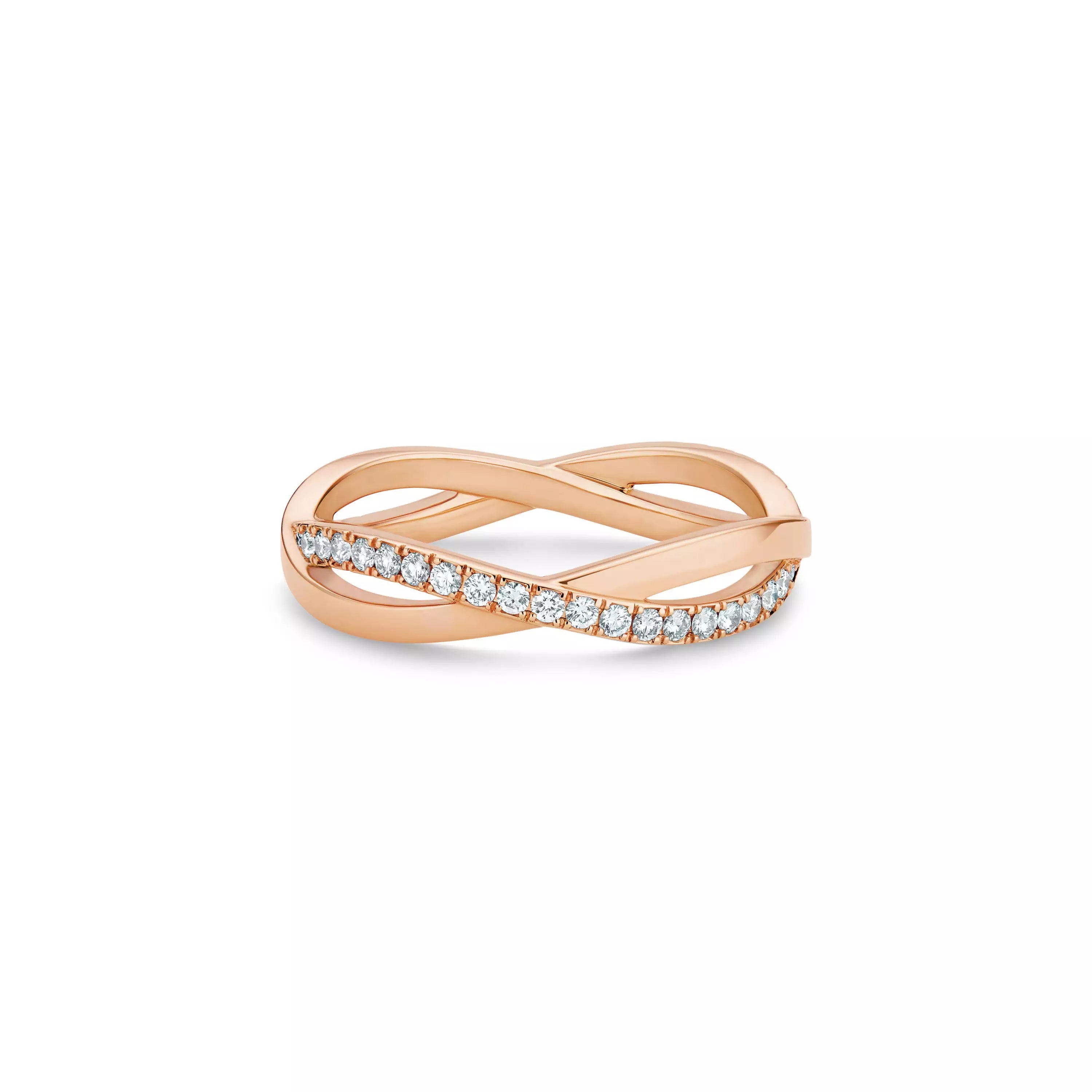 18K Rose Gold Infinity Half Pave Band in Rose Gold