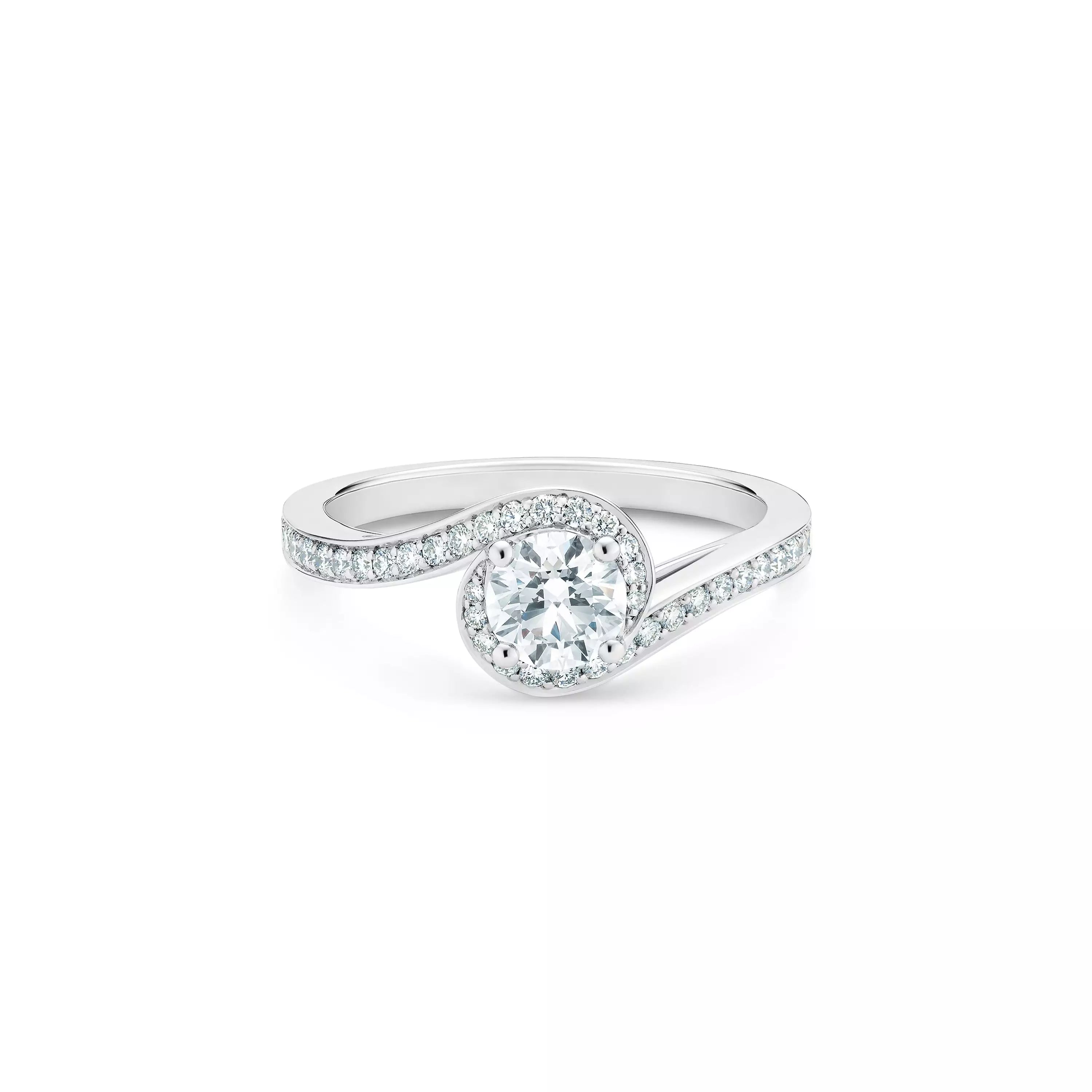 Caress Round Brilliant Diamond Ring in Platinum
