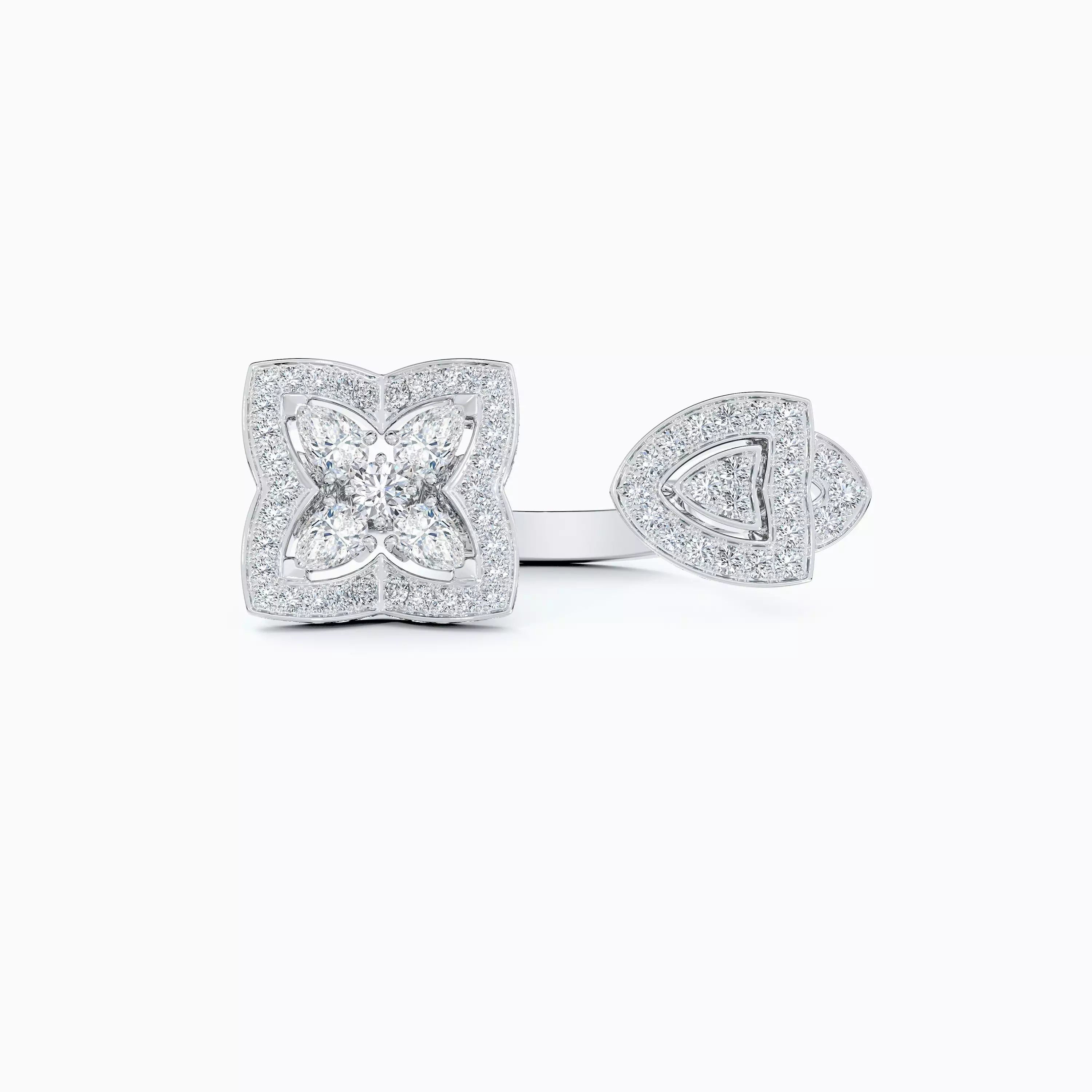 18K White Gold Enchanted Lotus Open Ring in White Gold (  G+ - vs+)