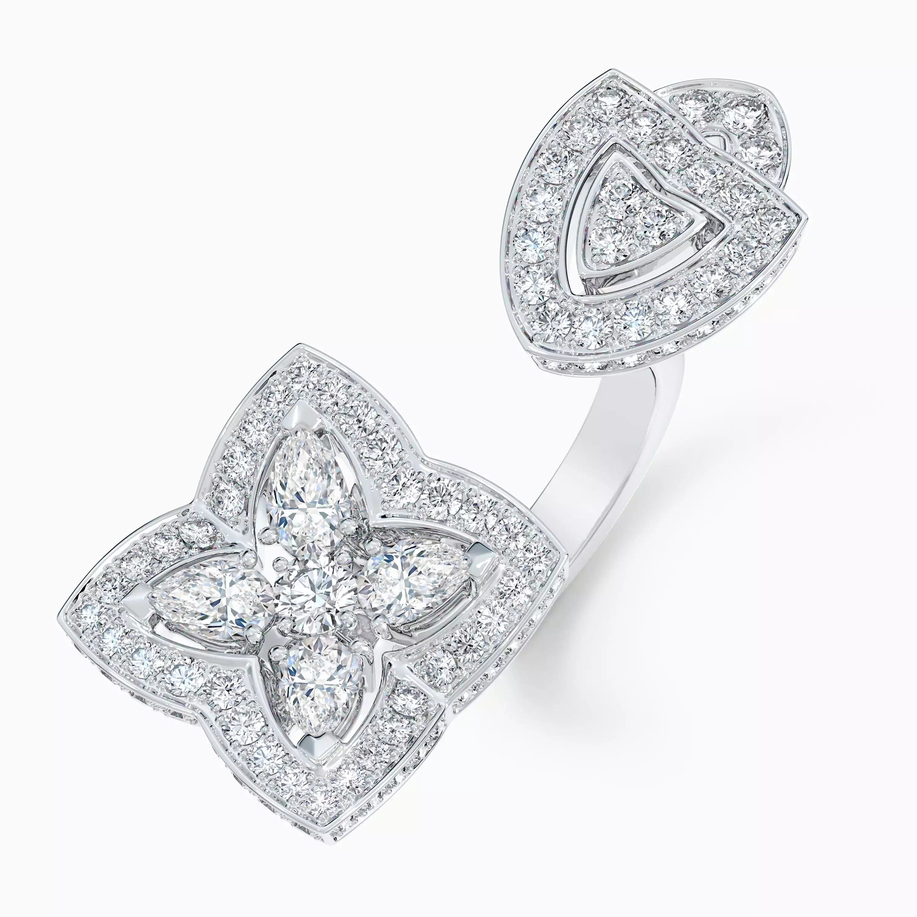 18K White Gold Enchanted Lotus Open Ring in White Gold (  G+ - vs+)