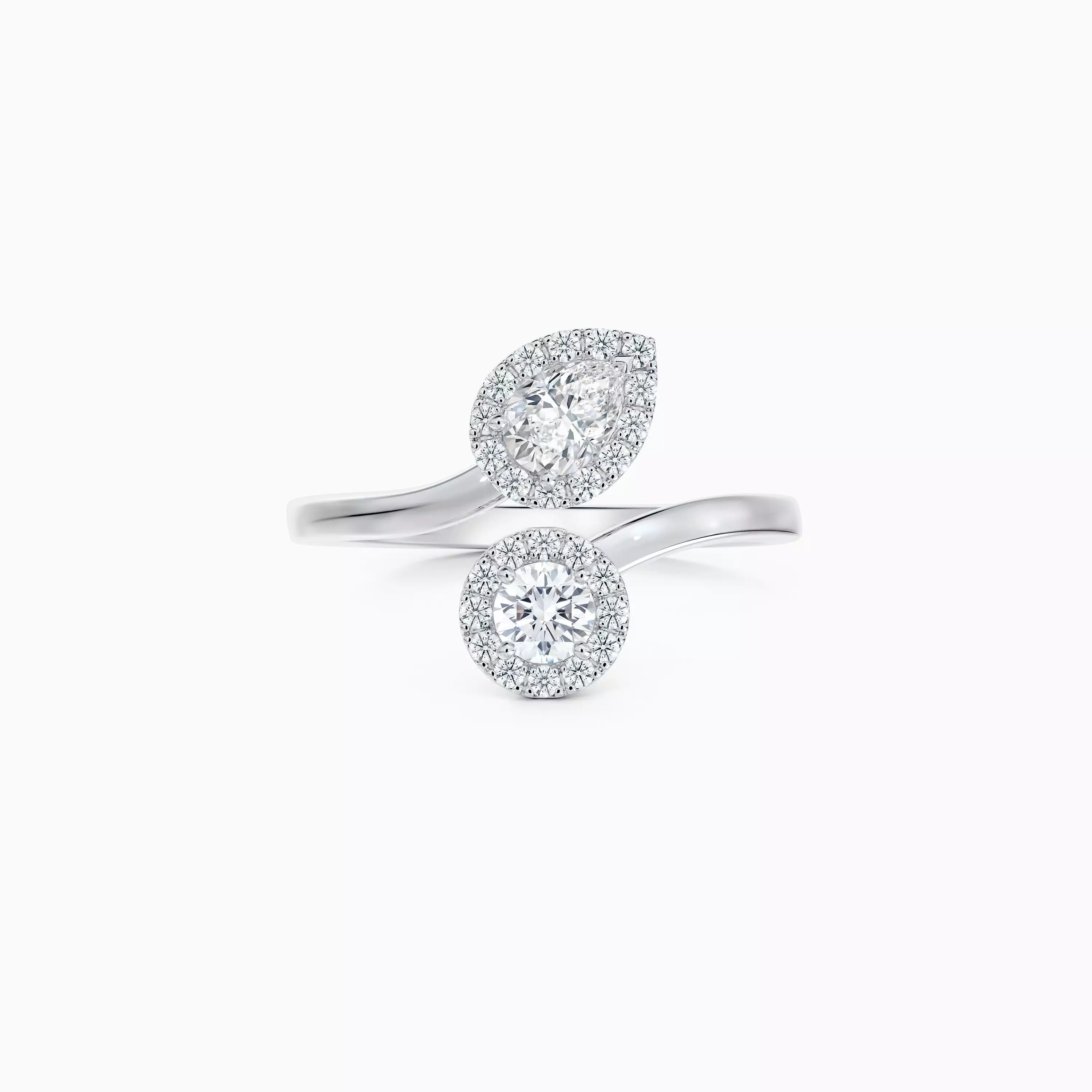 Aura Toi & Moi Pear-Shaped and Round Brilliant Diamond Ring ( G+ - VS+ )