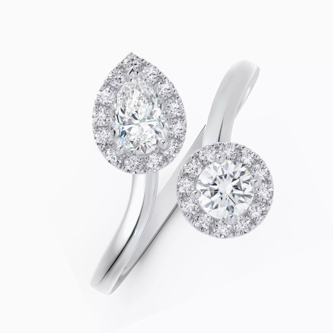 Aura Toi & Moi Pear-Shaped and Round Brilliant Diamond Ring ( G+ - VS+ )