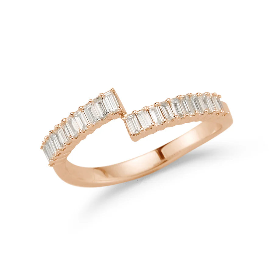 14 Karat Gold  Pearl Split Baguette Ring