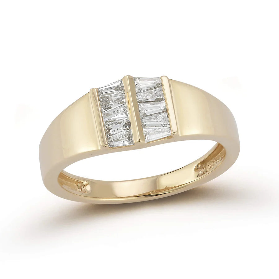 14k Gold Sadie Pearl Tapered Baguette Signet Ring